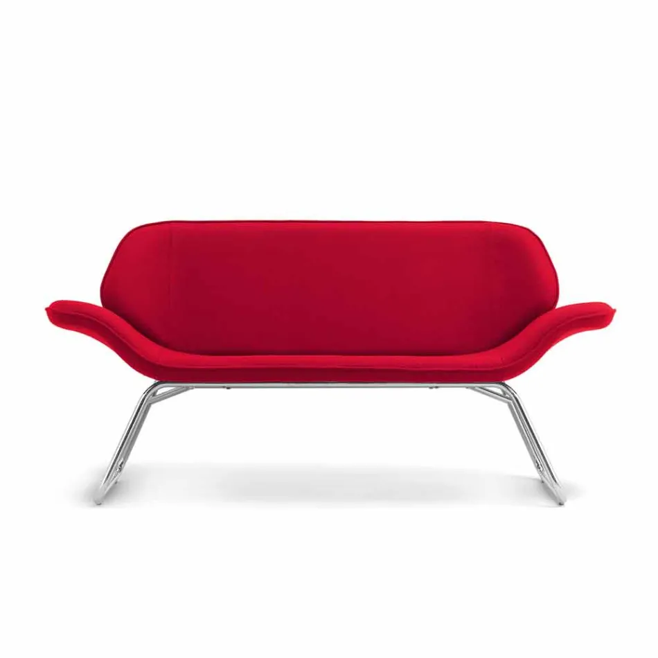 Loveseat din oțel cromat și autentic Cesare piele de vacă Viadurini