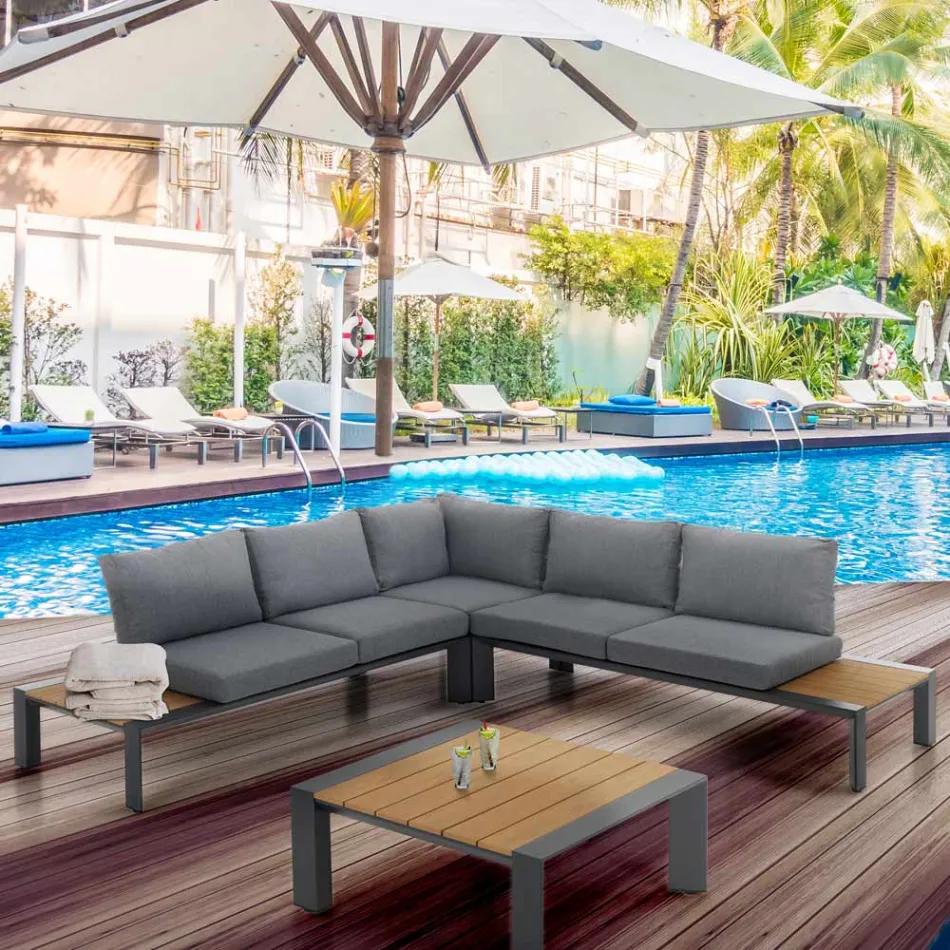 Coltar cu Masuta de cafea pentru exterior si interior din aluminiu - Mettre Viadurini