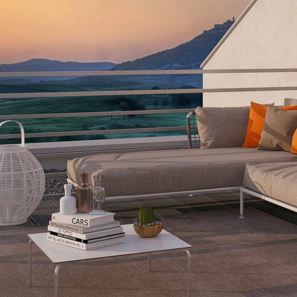 Canapea de colț în aer liber de design modern în țesătură gri sau albă - Ontario3 Viadurini