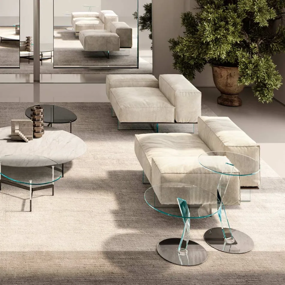 Coltar dreapta cu baza din sticla extraclara Made in Italy - Rory Viadurini