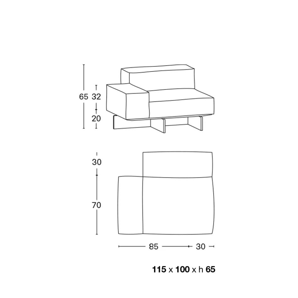 Coltar dreapta cu baza din sticla extraclara Made in Italy - Rory Viadurini