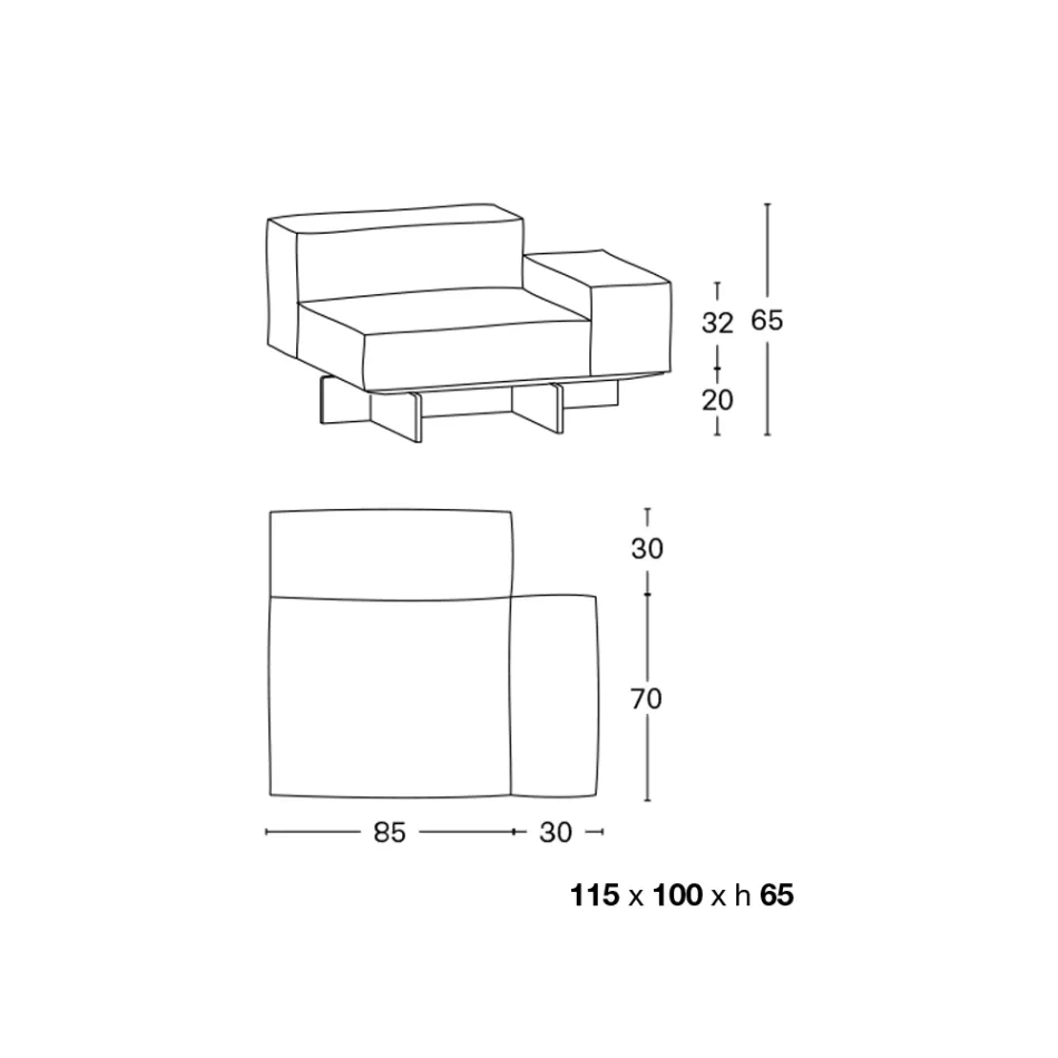 Canapea colț stânga cu bază din sticlă extraclară Made in Italy - Rory Viadurini