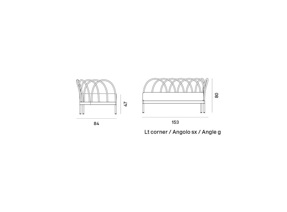 Canapea de gradina colt stanga din aluminiu Made in Italy - Elrond Viadurini