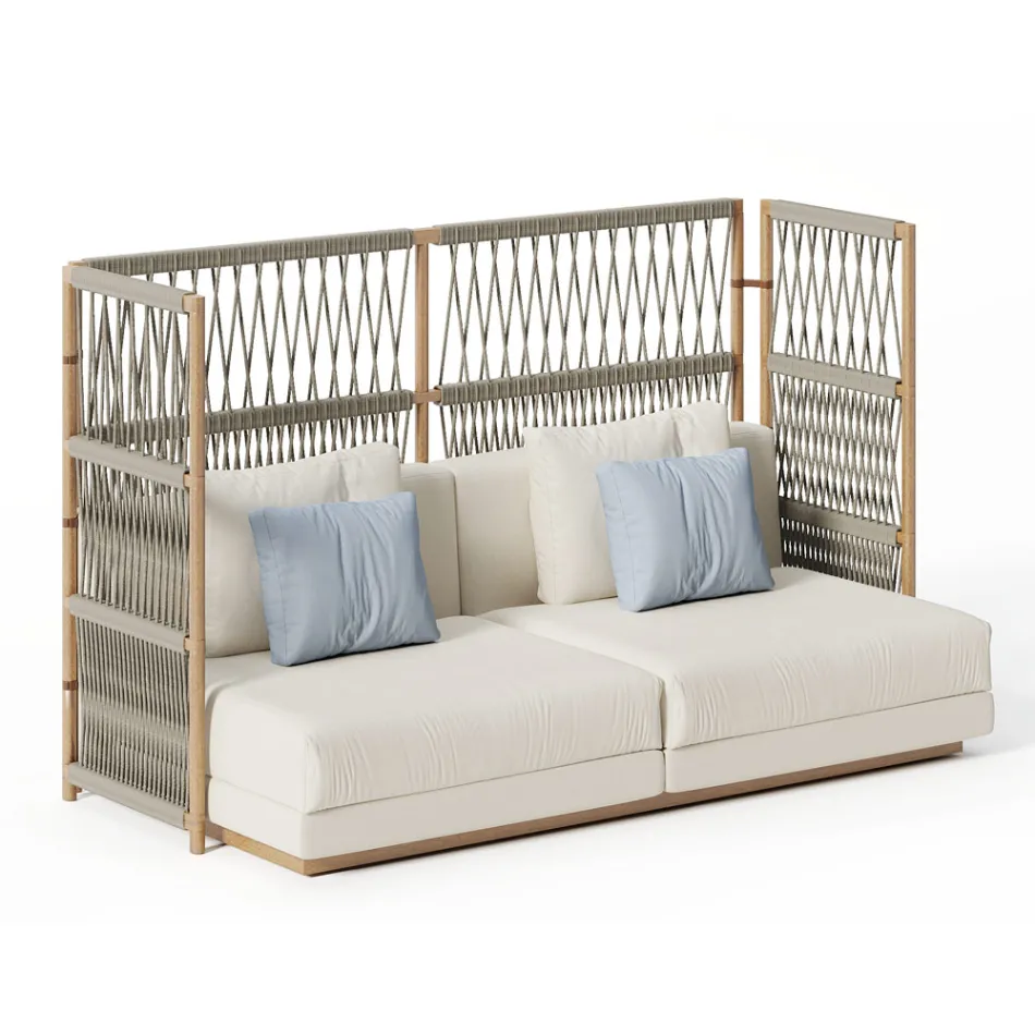 Canapea sectionala de gradina cu structura in forma de C din lemn Made in Italy - Rubik Viadurini