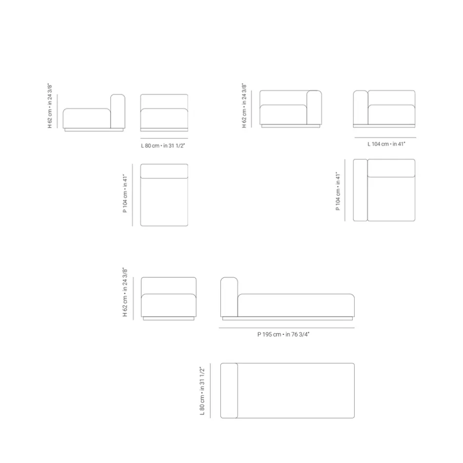 Canapea de grădină modulară din țesătură hidrofugă Fabricată în Italia - Bahias Viadurini