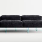 Canapea cu bază din sticlă extra-clară și șezut din material fabricat în Italia - Rory Viadurini