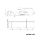 Canapea cu bază din sticlă extra-clară și șezut din material fabricat în Italia - Rory Viadurini