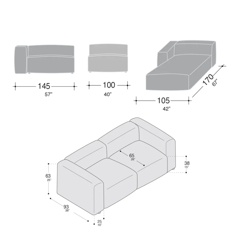Canapea cu Peninsula Interior din Poliuretan Expandat - Buffo Viadurini