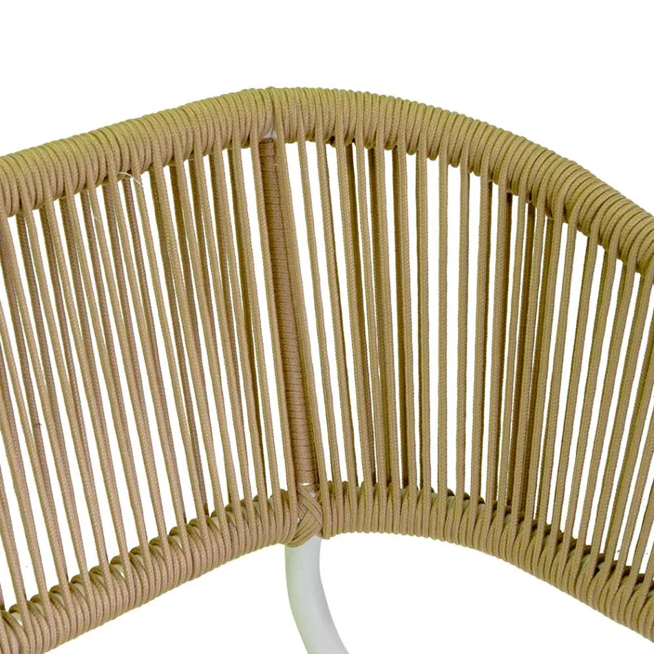 Canapea cu fotolii și măsuță de cafea din aluminiu alb pentru grădină - Tenda Viadurini