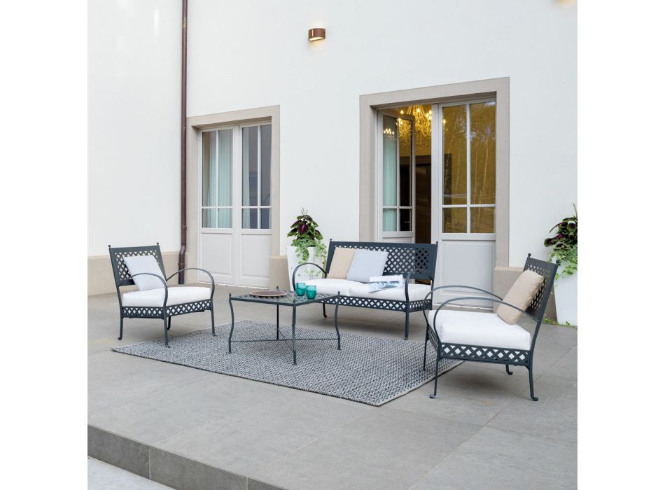 Canapea de exterior cu 2 locuri din otel galvanizat Made in Italy - Selvaggia Viadurini