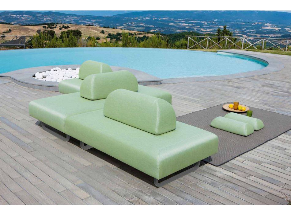 Canapea exterioară cu 2 locuri din țesătură și metal realizată în design italian - Selia Viadurini