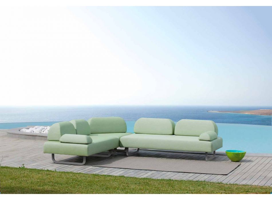 Canapea exterioară cu 2 locuri din țesătură și metal realizată în design italian - Selia Viadurini