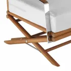 Canapea de exterior cu 3 locuri din lemn natural sau țesătură neagră și de lux - Suzana Viadurini