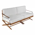 Canapea de exterior cu 3 locuri din lemn natural sau țesătură neagră și de lux - Suzana Viadurini