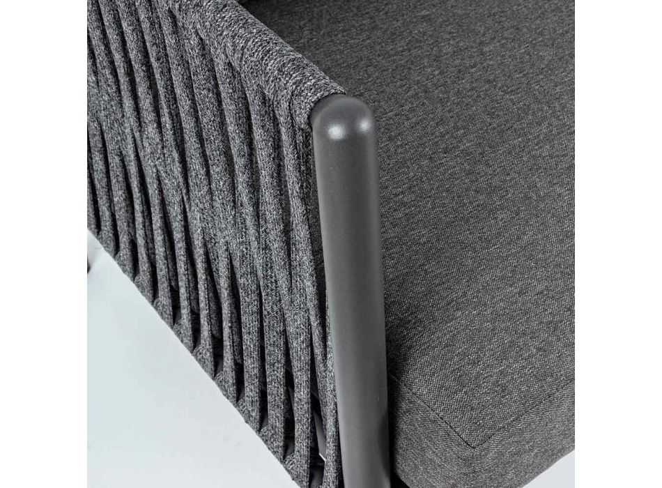 Canapea de exterior din aluminiu și frânghie cu perne din material textil, Homemotion - Shama Viadurini