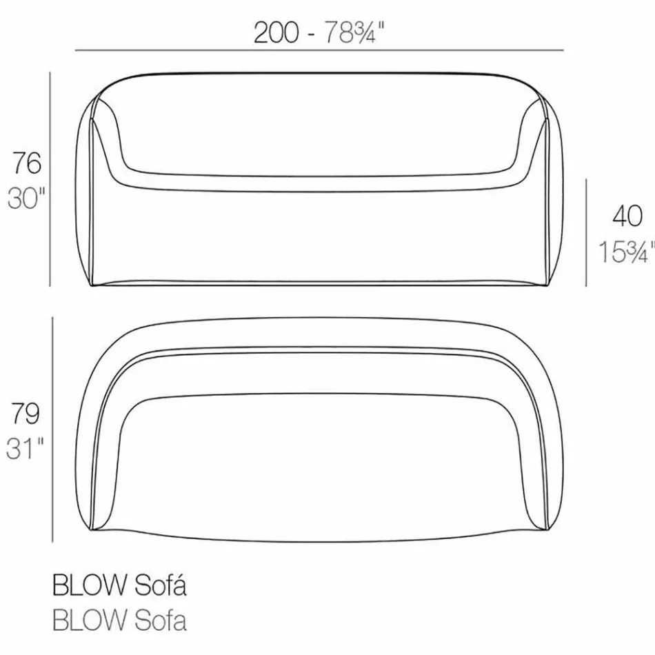 Design canapea în aer liber în Blow by Vondom rășină polietilenă Viadurini