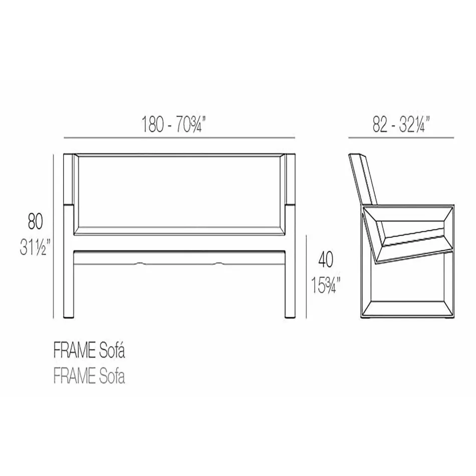 Cadru de canapea în aer liber Vondom, în rășină din polietilenă, design Viadurini