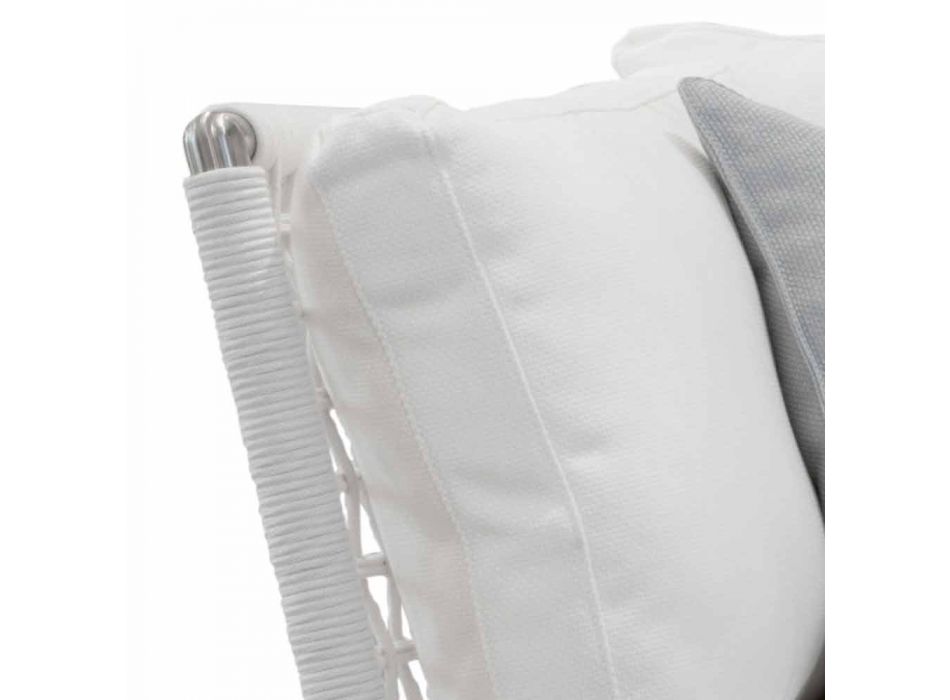 Canapea de exterior din oțel și perne albe din PVC țesut - Ontario6 Viadurini