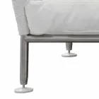 Canapea de exterior din oțel și perne albe din PVC țesut - Ontario6 Viadurini