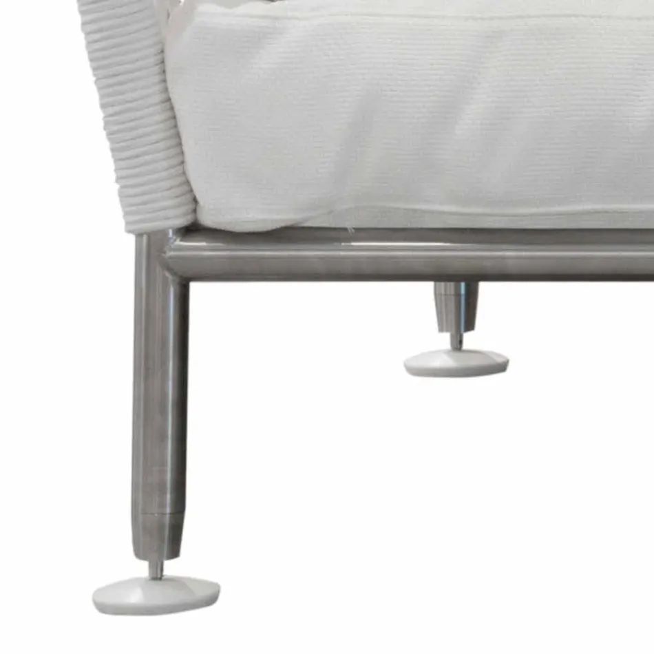 Canapea de exterior din oțel și perne albe din PVC țesut - Ontario6 Viadurini