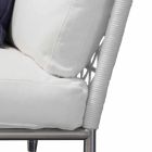 Canapea de exterior din oțel și perne albe din PVC țesut - Ontario6 Viadurini