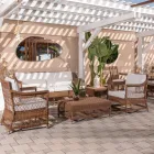 Canapea de exterior din Polyrattan țesut manual - Gigi Viadurini