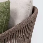 Canapea de exterior din lemn de tec și țesătură de polietilenă - Jhon Viadurini