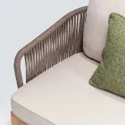 Canapea de exterior din lemn de tec și țesătură de polietilenă - Jhon Viadurini