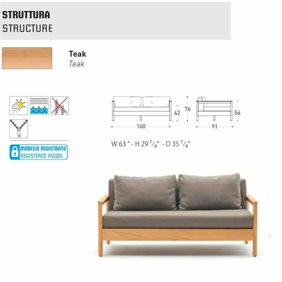 Modernă canapea Varaschin Bali în aer liber cu perne căptușite Viadurini