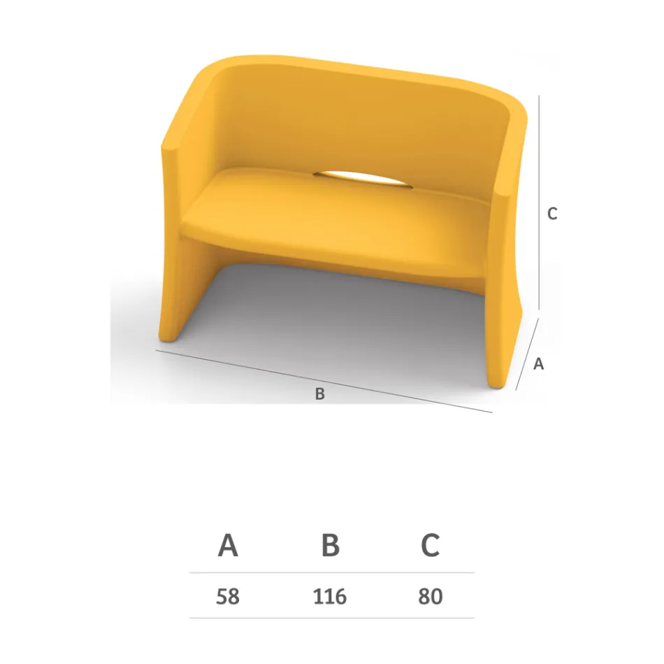 Canapea de gradina cu 2 locuri din polietilena colorata Made in Italy - Gomez Viadurini