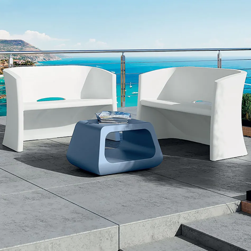 Canapea de gradina cu 2 locuri din polietilena colorata Made in Italy - Gomez Viadurini