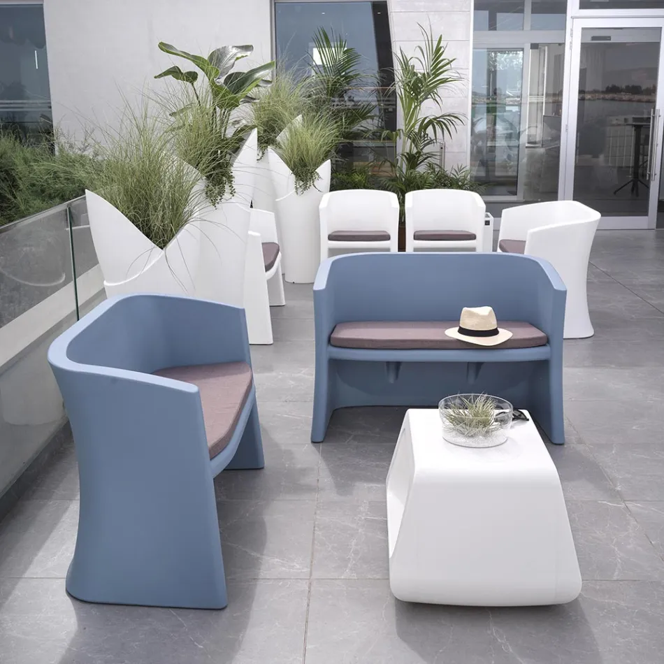 Canapea de gradina cu 2 locuri din polietilena colorata Made in Italy - Gomez Viadurini