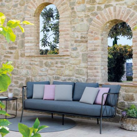 Perne pentru canapea de grădină cu 3 locuri incluse în oțel Made in Italy - Brienne Viadurini