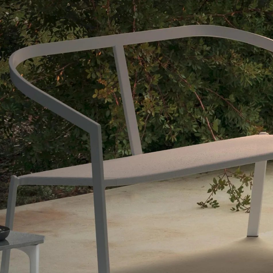 Canapea de gradina cu baza din aluminiu si sezut din textilena Made in Italy - Maureen Viadurini