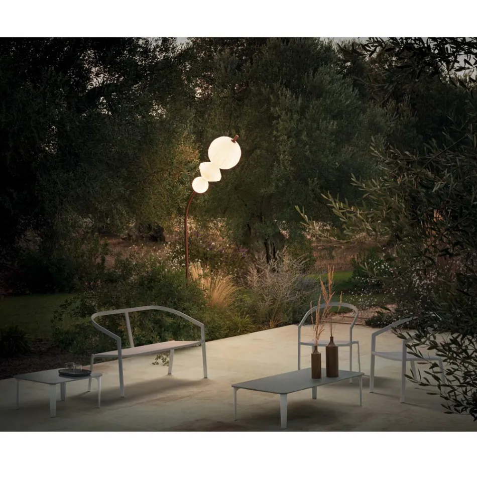 Canapea de gradina cu baza din aluminiu si sezut din textilena Made in Italy - Maureen Viadurini