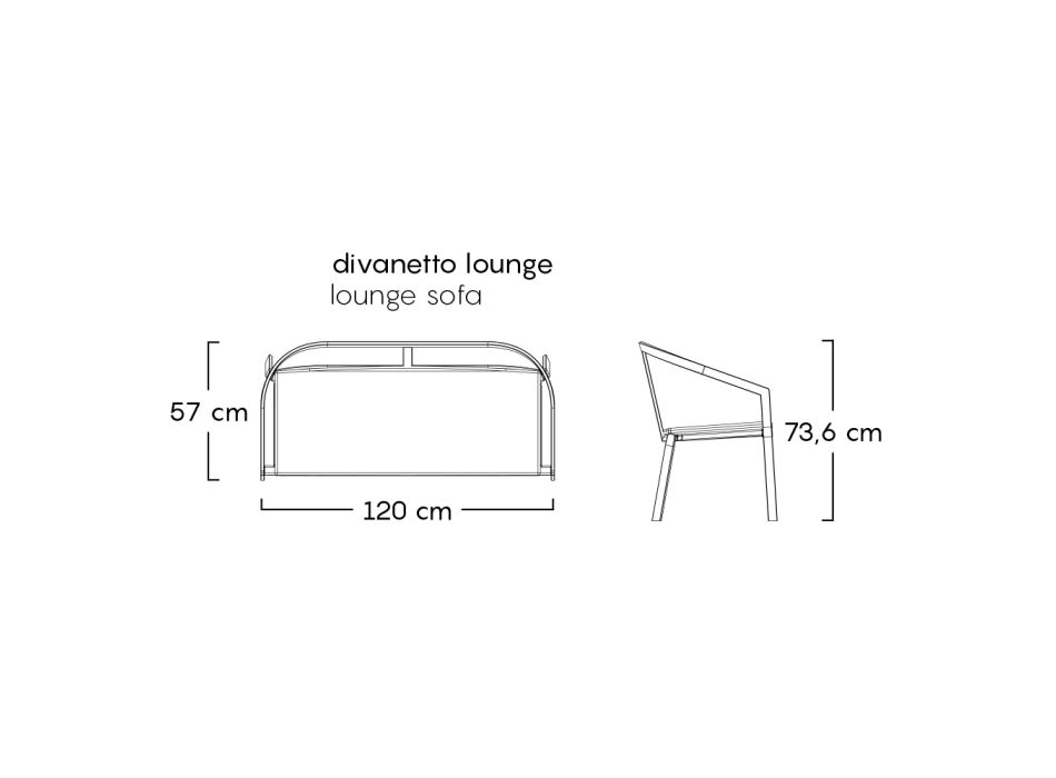 Canapea de gradina cu baza din aluminiu si scaun din textilena Made in Italy - Maureen Viadurini