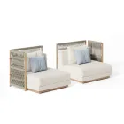 Canapea de grădină modulară cu structură joasă din lemn, fabricată în Italia - Rubik Viadurini