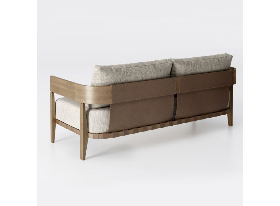 Canapea de gradina din lemn de iroko si stofa Made in Italy - Briga Viadurini