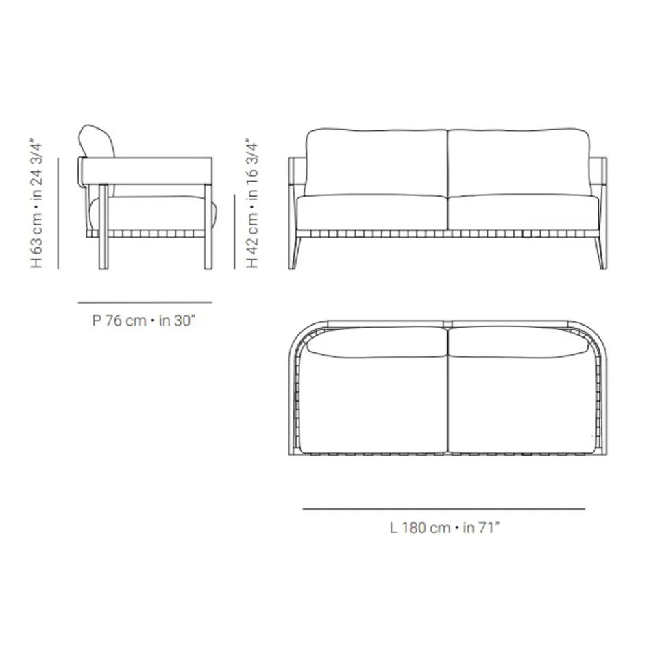 Canapea de gradina din lemn de teak si stofa Made in Italy - Briga Viadurini