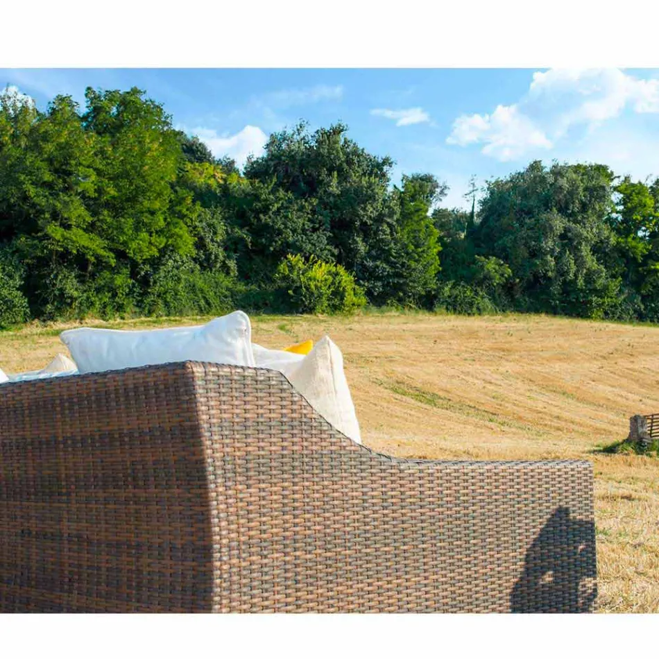 gradina canapea țesute manual din polietilenă Joe Cafea Viadurini