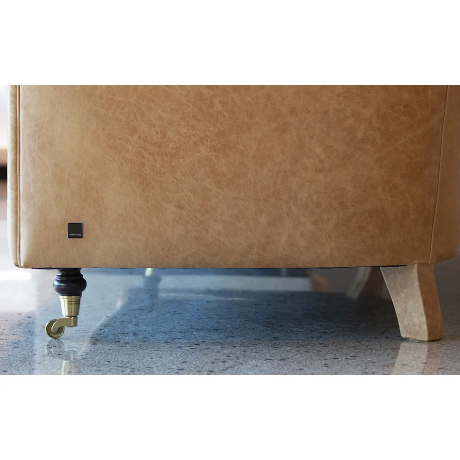 Canapea de interior cu picioare din lemn si roti metalice Made in Italy - Giocoso Viadurini