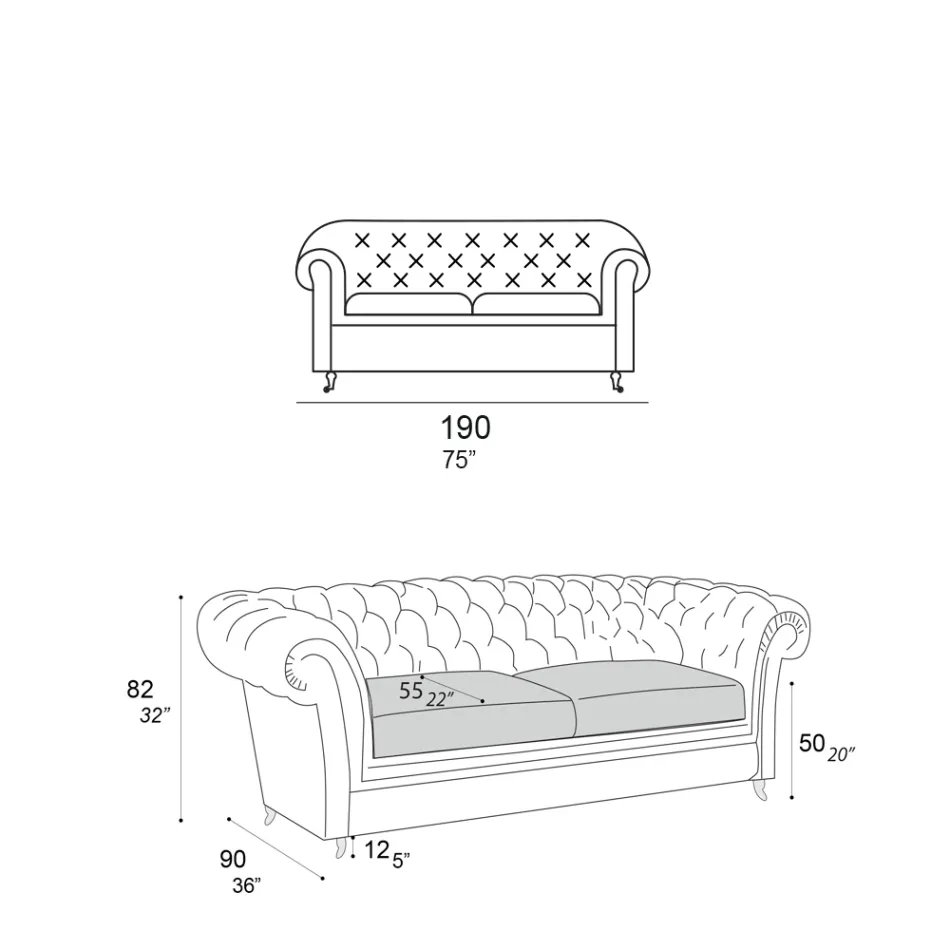 Canapea de interior cu picioare din lemn si roti metalice Made in Italy - Giocoso Viadurini