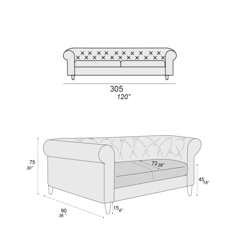 Canapea de interior disponibilă în diferite dimensiuni Made in Italy - Vivace Viadurini