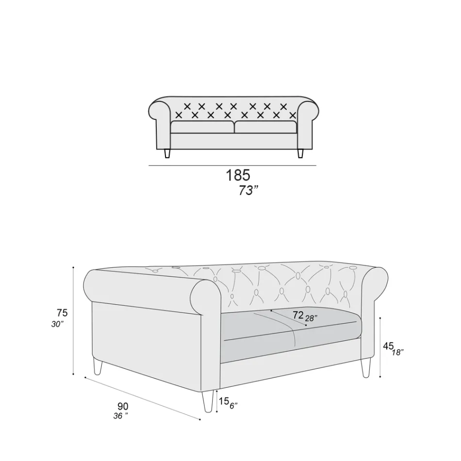 Canapea de interior disponibilă în diferite dimensiuni Made in Italy - Vivace Viadurini