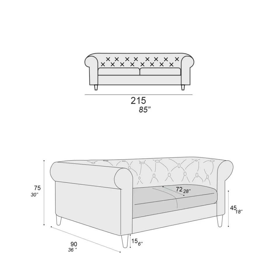Canapea de interior disponibilă în diferite dimensiuni Made in Italy - Vivace Viadurini