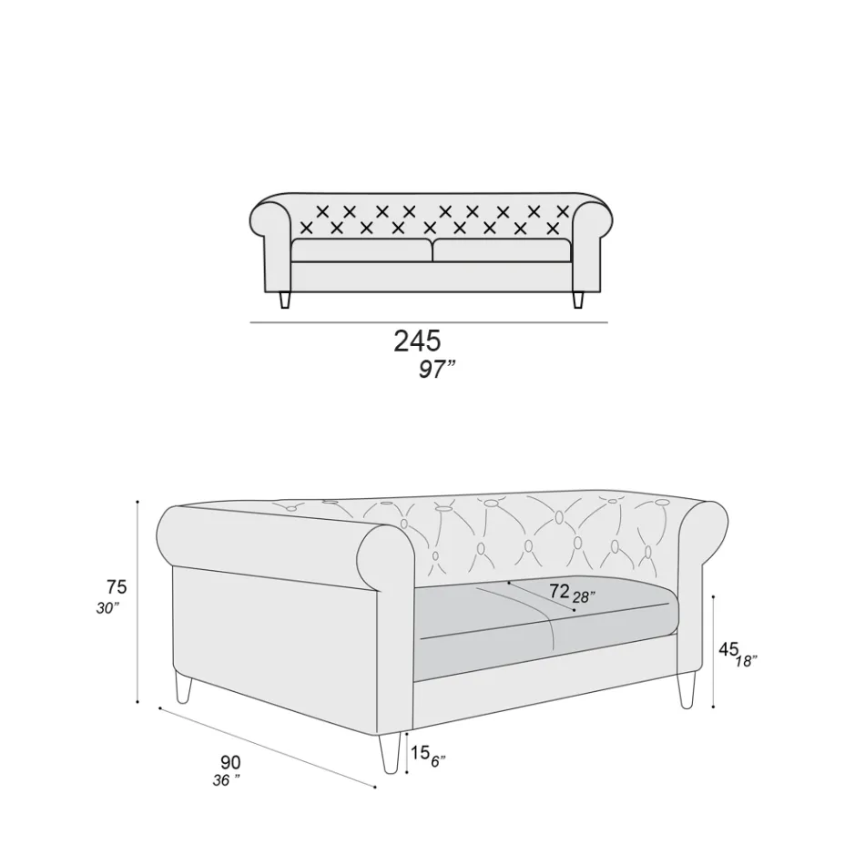 Canapea de interior disponibilă în diferite dimensiuni Made in Italy - Vivace Viadurini