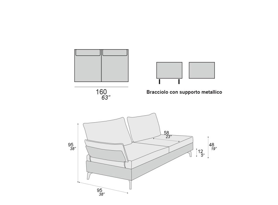 Canapea Sufragerie cu 2 Spătare și 2 Cotiere Mobile - Prețioasă Viadurini