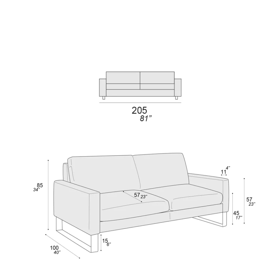 Canapea de sufragerie cu picioare sanie din metal cromat - Exclusiv Viadurini