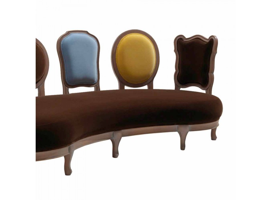 Canapea de design de lux, 5 spate din lemn masiv, made in Italy, Manno Viadurini