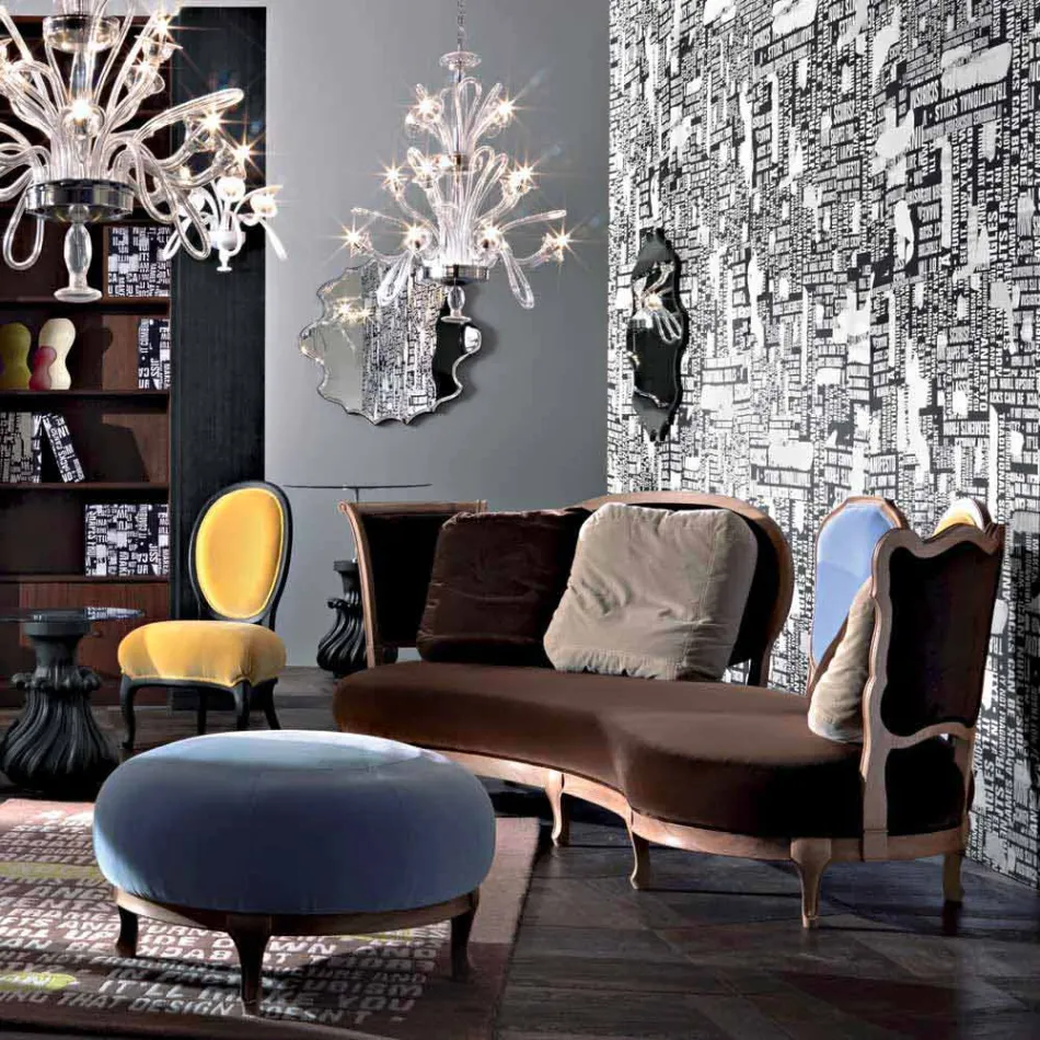 Canapea de design de lux, 5 spate din lemn masiv, made in Italy, Manno Viadurini